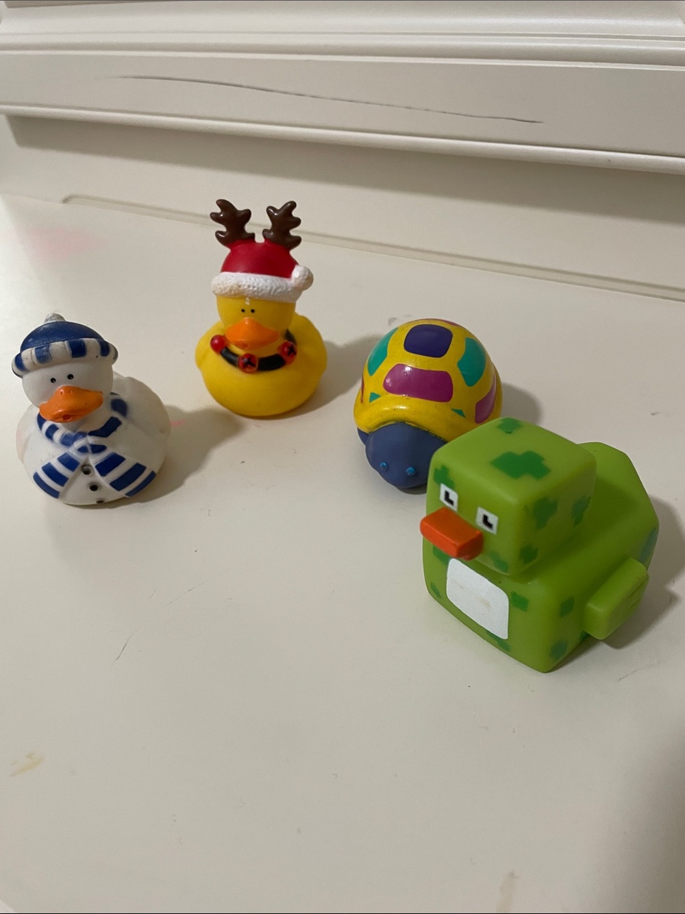 Holiday Green Square Duck Bath Toy - Plush-Look Squeak Toy for Kids
